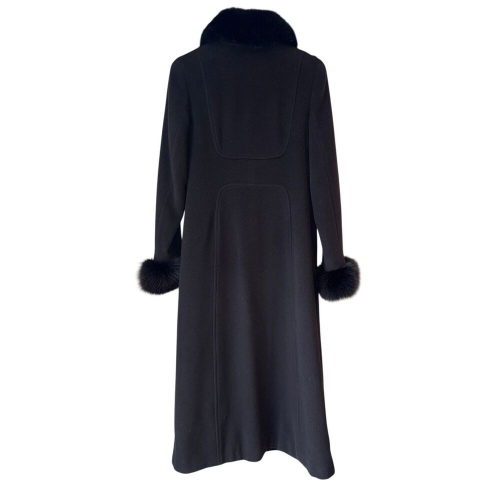 Donatella Brown Long Wool Coat with Removable Dyed Fox Fur Collar & Cuffs - Picture 5 of 11